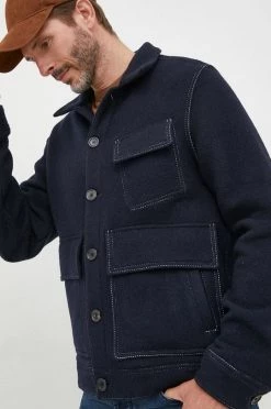 Ανδρικά Κοντά μπουφάν Μπουφάν από μίγμα μαλλιού PS Paul Smith ναυτικό μπλε,