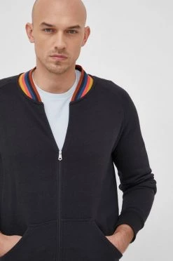 Ανδρικά Με φερμουάρ Βαμβακερή μπλούζα Paul Smith χρώμα: μαύρο,